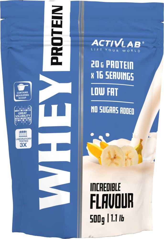 Activlab Whey Protein 500 g, Banane, WPC 80 Molkenprotein, High Protein, Muskelaufbau und Regeneration