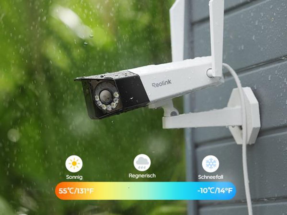 Reolink 4K Dual-Lens WLAN Überwachungskamera Aussen, 180° Ultra-Weitwinkel, Intelligente Erkennung, 2,4/5 GHz WiFi, Farbnachtsicht, Duo 2 WiFi
