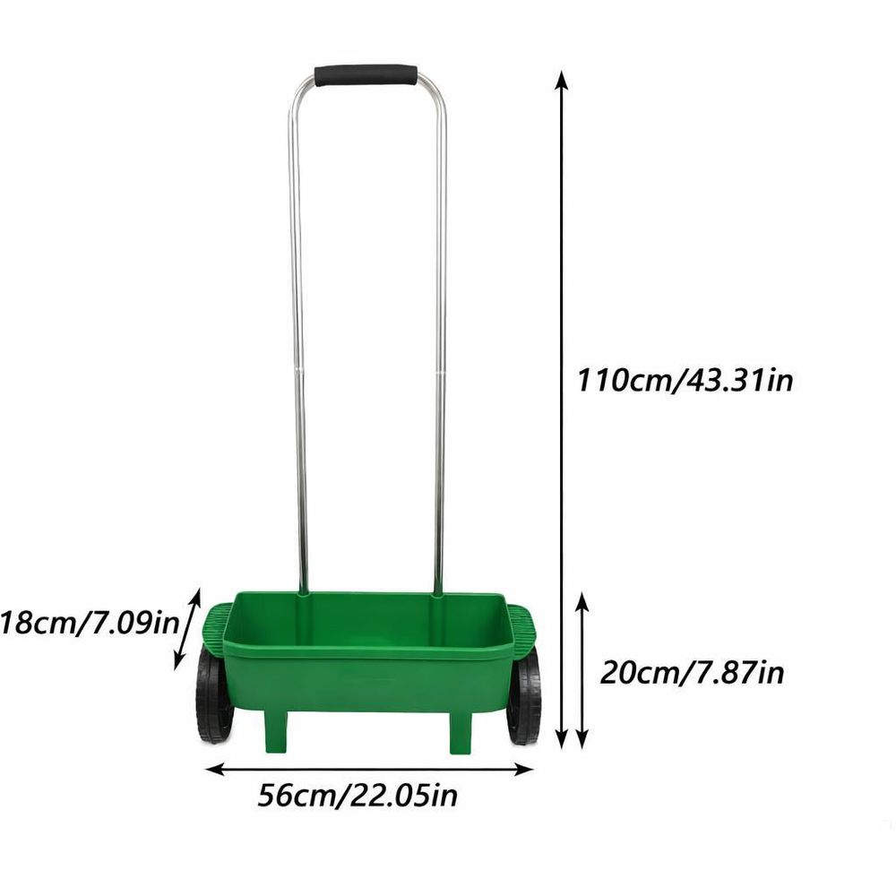 LUXTOM | Streuwagen, 12L, 44 cm Streubreite, Doppelschubbügel, beidseitiger Schnappverschluss, Stellhebel, korrosionsfeste Walze, Gehäuse aus bruchfestem Kunststoff