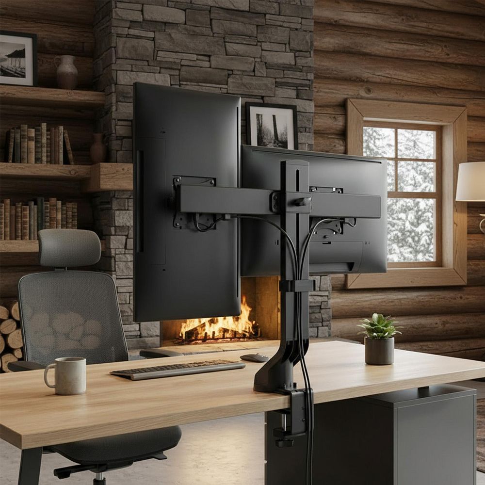 Dual Monitor Tischhalterung Computertisch Halterung 360° Full Motion 14kg 17-27" Homeoffice