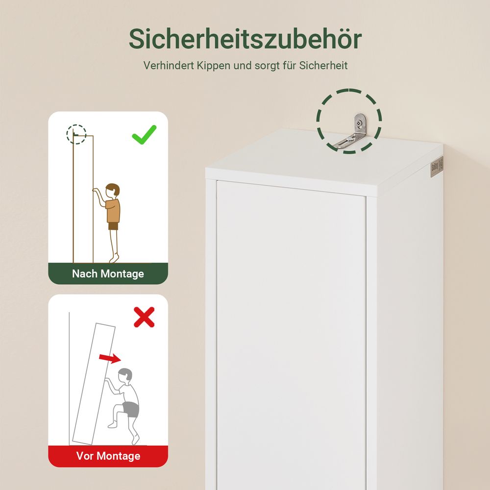 SoBuy Badezimmerschrank Hochschrank für kleine Bäder mit verstellbaren Einlegeböden Platzsparender Schmal Badschrank für Waschbecken Weiß BZR34-WN
