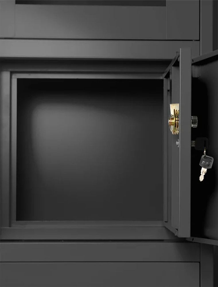 Büroschrank Aktenschrank Tresor Schubladen Geheimfach Stahlblech 185 cm x 90 cm x 40 cm (H x B x T) Farbe: Anthrazit