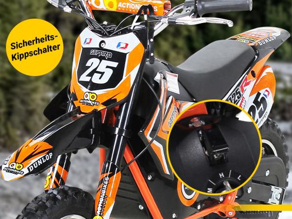 Actionbikes Motors Kinder Enduro Elektro Crossbike | 500 Watt - Bis 24 km/h - Motocross - Pocketbike - Cross Bike - Motorrad - Dirt Bike (Orange)