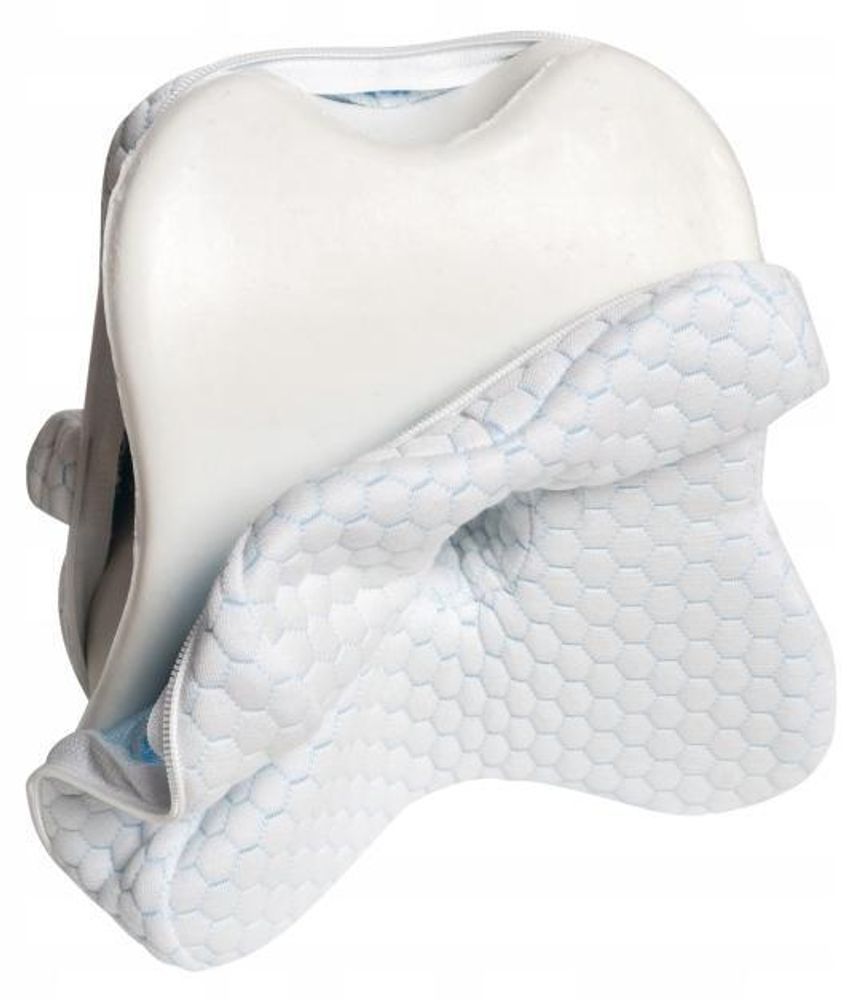 Orthopädisches Kniekissen aus Memory-Schaum Weiß - Beinkissen zum Schlafen | Kissen für Seitenschläfer | Ergonomisches Seitenschläferkissen - 24 x 24