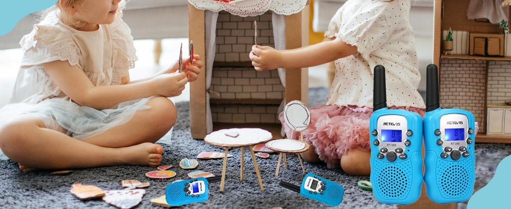 Retevis RT388 Walkie Talkie Kinder, Spielzeug ab 4-12 Jahre, Funkgeräte mit Taschenlampe VOX, Ostergeschenke für Kinder, für Camping Spielen Reise