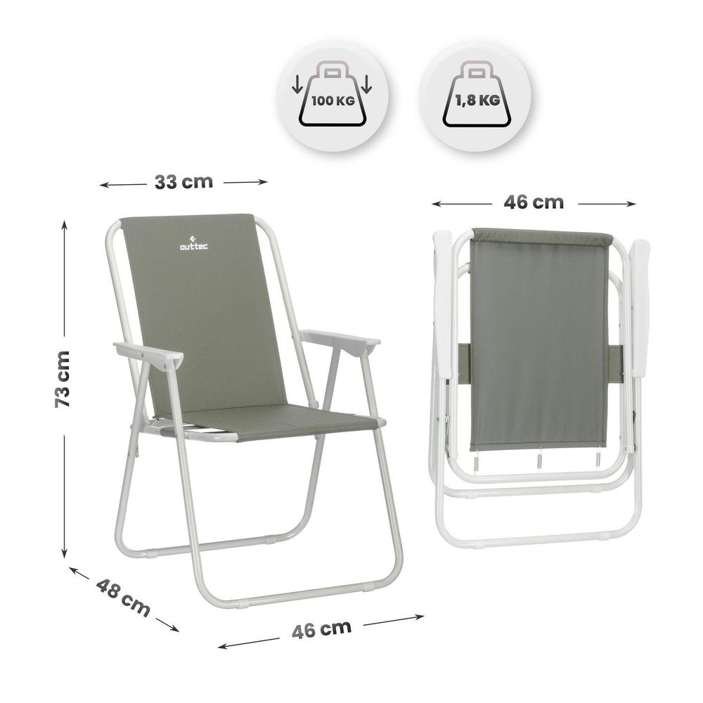 Klappbarer Strandstuhl mit Abmessungen (73x46x48cm), 100 kg Tragkraft & 1,8 kg Gewicht