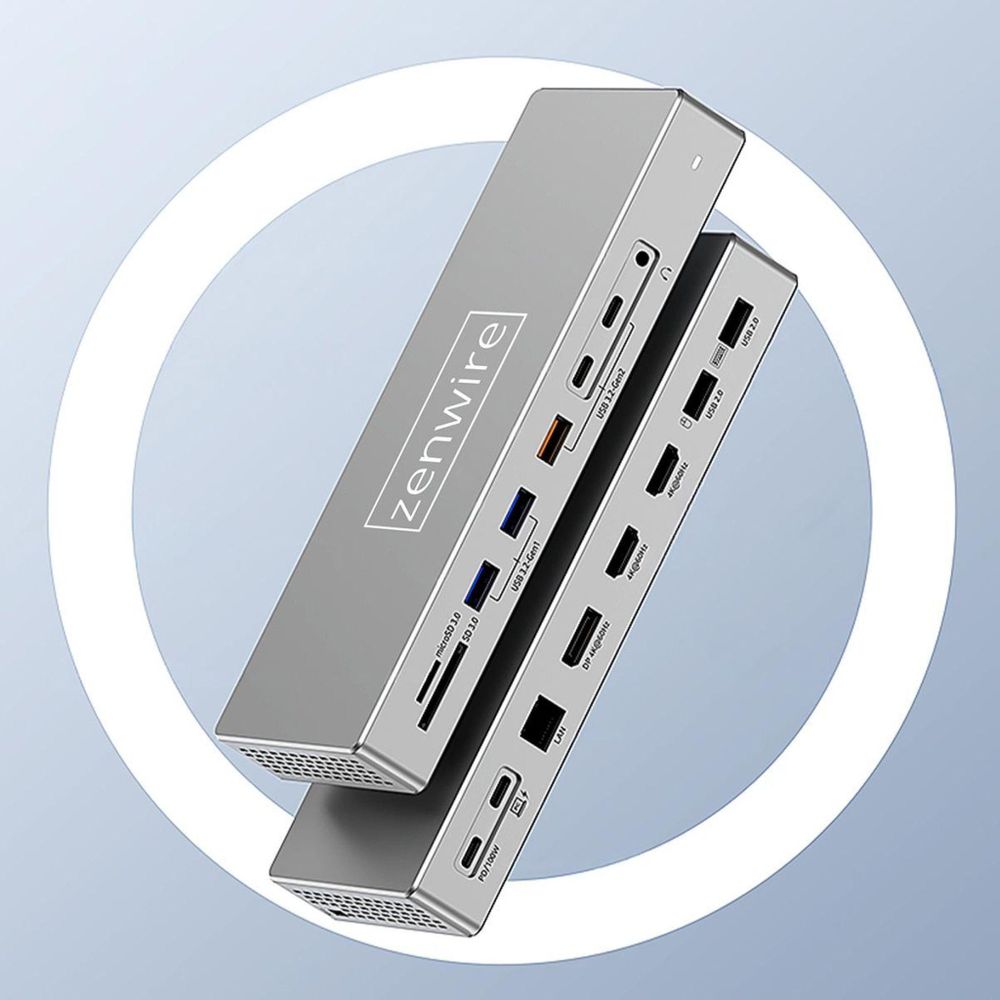 Docking station - hub USB-C - 16W1 - 2X HDMI 4k 60hz Display Port 1.4 Presa USB SD