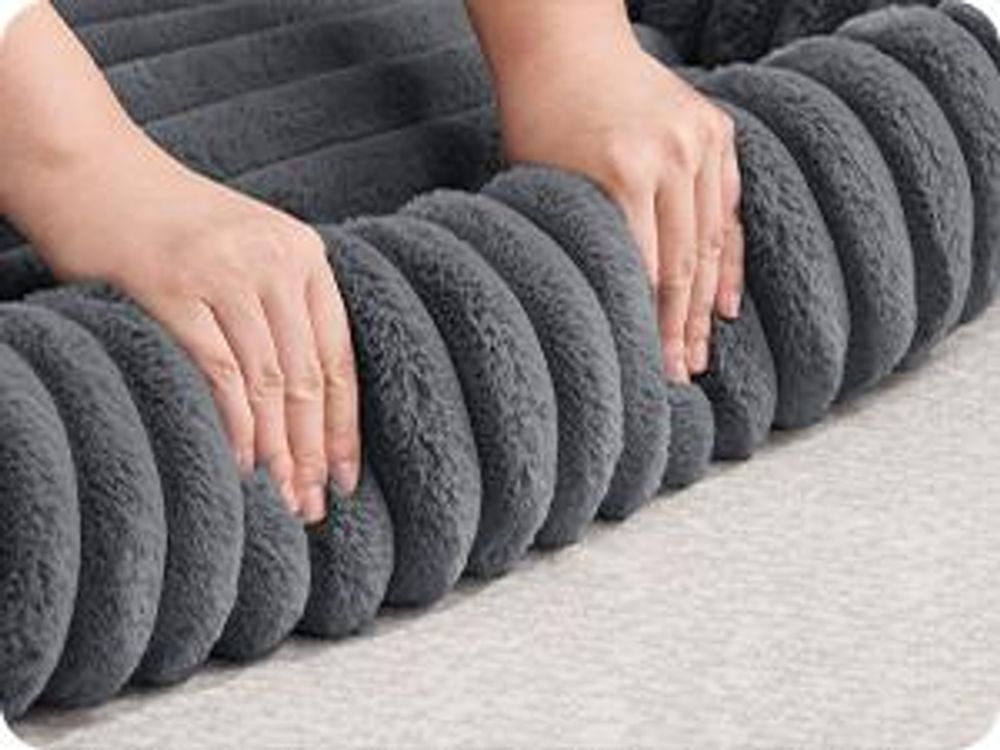 FEANDREA Hundebett, orthopädisches Hundekörbchen, Hundekissen waschbar, weiche Polsterung, 91 x 68 x 20 cm, grau