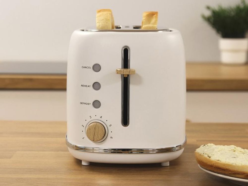 Briebe SKT1167WHT Nordic Set Toaster 2 Scheiben Breite Schlitze + Wasserkocher 1,7L Elektrischer Weiß