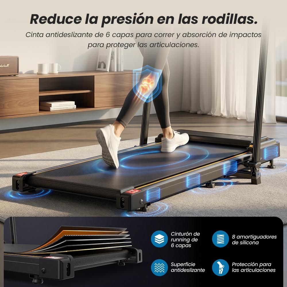 FT41 Cinta de correr 2-en-1,2.5HP, 1-10 km/h, 0-12% pendiente manual, <40 dB,8 amortiguadores de silicona