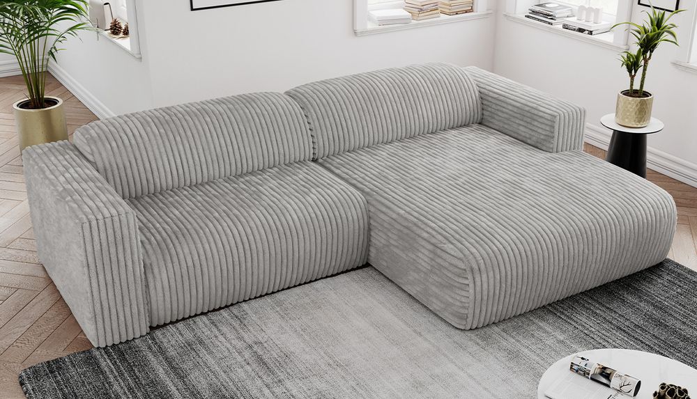 Graues Ecksofa aus Cord-Stoff