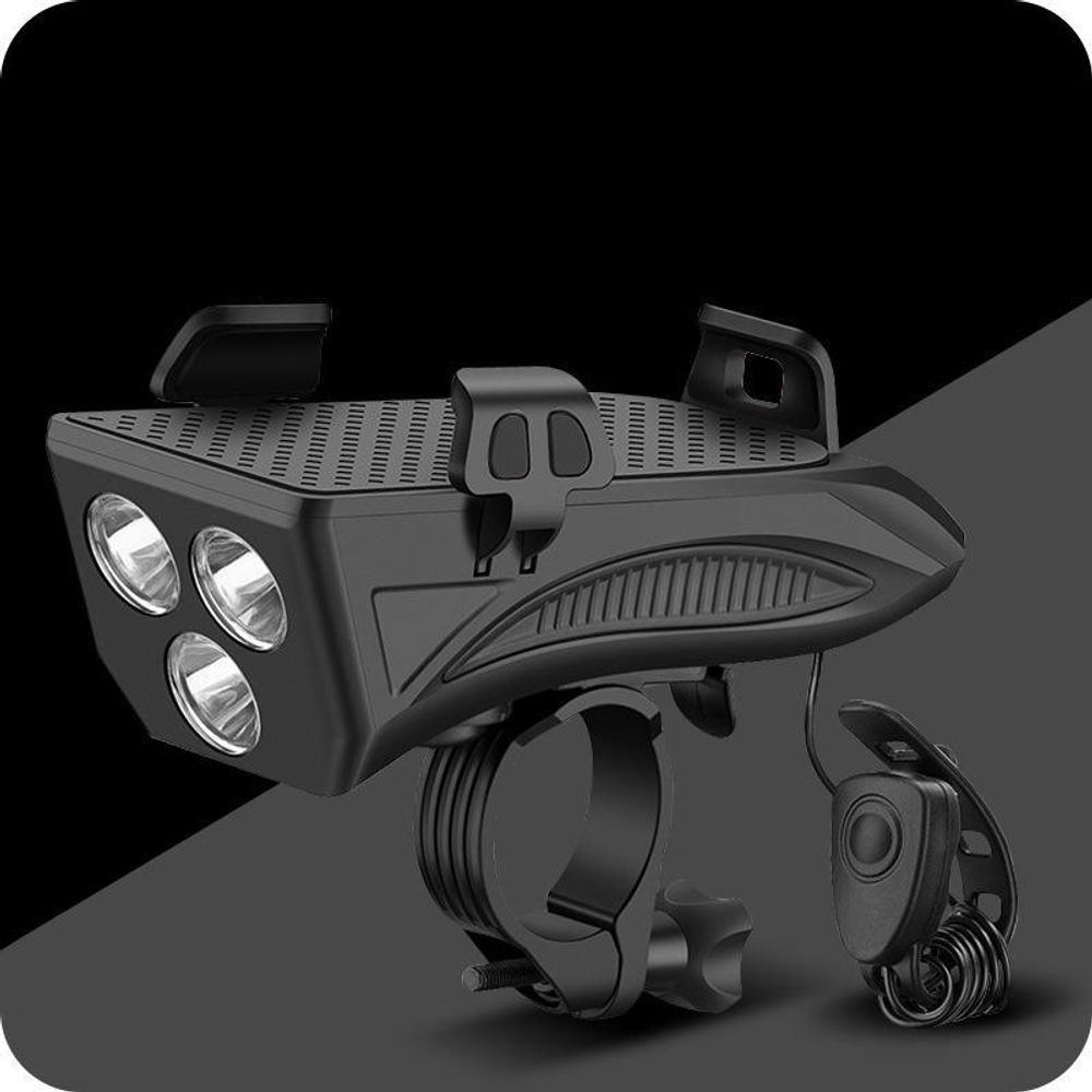 MUNDO® Fahrrad Handyhalterung mit Licht, Hupe und Powerbank – Wasserdicht, 400 Lumen LED Fahrradlampe, Halterung für Smartphones 4,6–6,3 Zoll