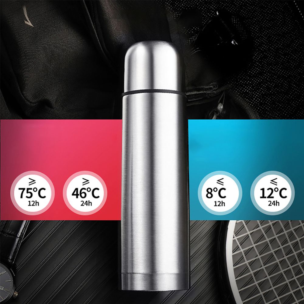 Thermoskanne Thermosflasche 0.45 Liter Thermoflasche Isolierkanne Thermobecher Isolierflasche Thermo Teekanne Kaffeekanne Kaffee Tee Silber Retoo
