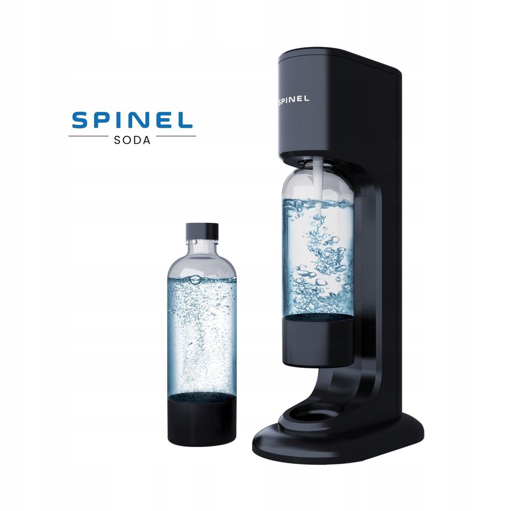 Spinel Soda BubbleON Wassersprudler Set Schwarz 3 Flasche 1L CO2 Zylinder
