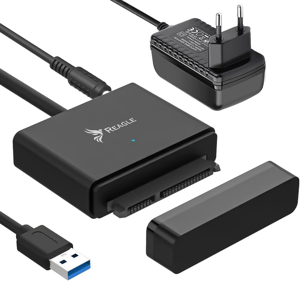 Reagle Sata Hdd Ssd Adapter Usb 3.1 2,5/3,5 Zoll Bis 12Tb Mit 24W Netzteil Externer Festplatten Adapter Uasp Trim Support Kompatibel Für Mac Pc