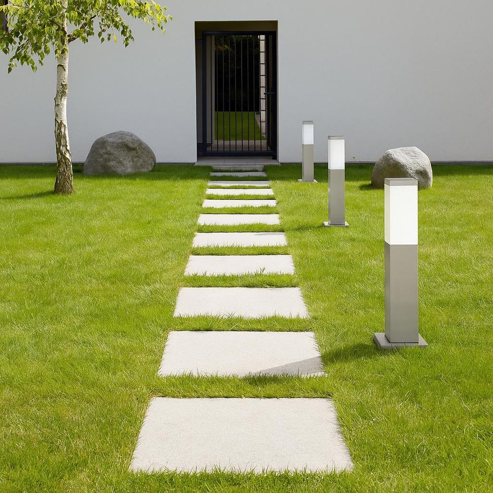 MasterLED Außenleuchte E27 IP44 Pollerleuchte 45cm Silber Wegeleuchte Gartenlampe aus Edelstahl für Wege und Hof