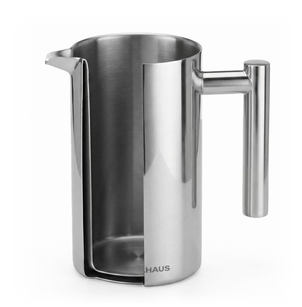 WELLHAUS Kaffeebereite French Press 1 Liter - Edelstahl Thermo Kaffeekanne mit Filter, Kaffeezubereiter Frenchpress für 8 Tassen