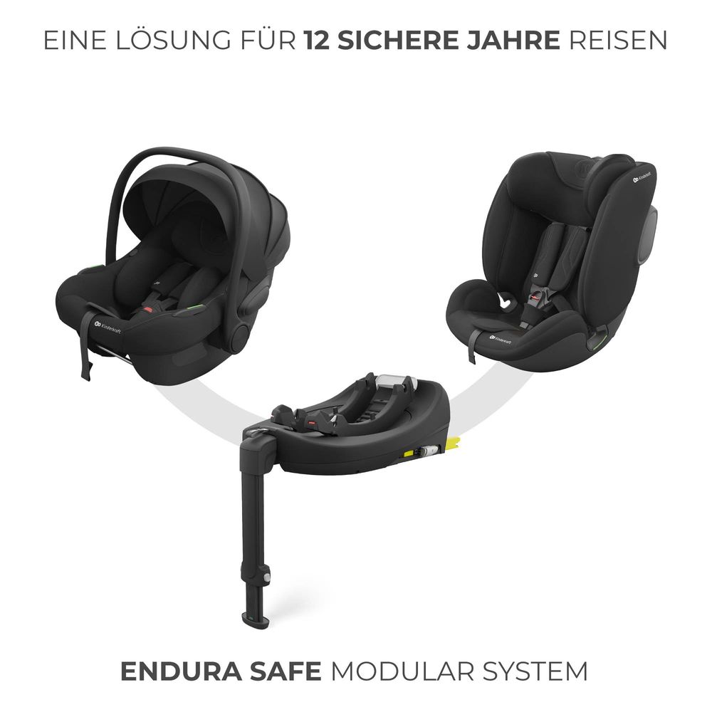 Kinderkraft ENDURA SAFE Modular System – Babyschale & Kindersitz 2in1 mit drehbarer ISOFIX-Basis, i-Size, Schwarz