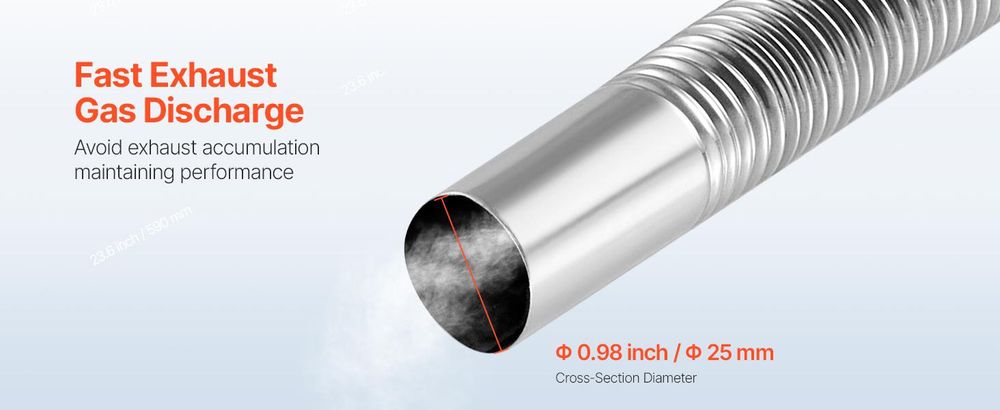 VEVOR Abgasrohr, 1490mm Edelstahl Abgasrohr, Dieselheizer Flexibles Abgasrohr mit 2 Schlauchschellen, Abgasrohr-Kit Dieselheizer Zubehör für 2KW 5KW 8KW Dieselheizer, Auspuffrohr 300 cm