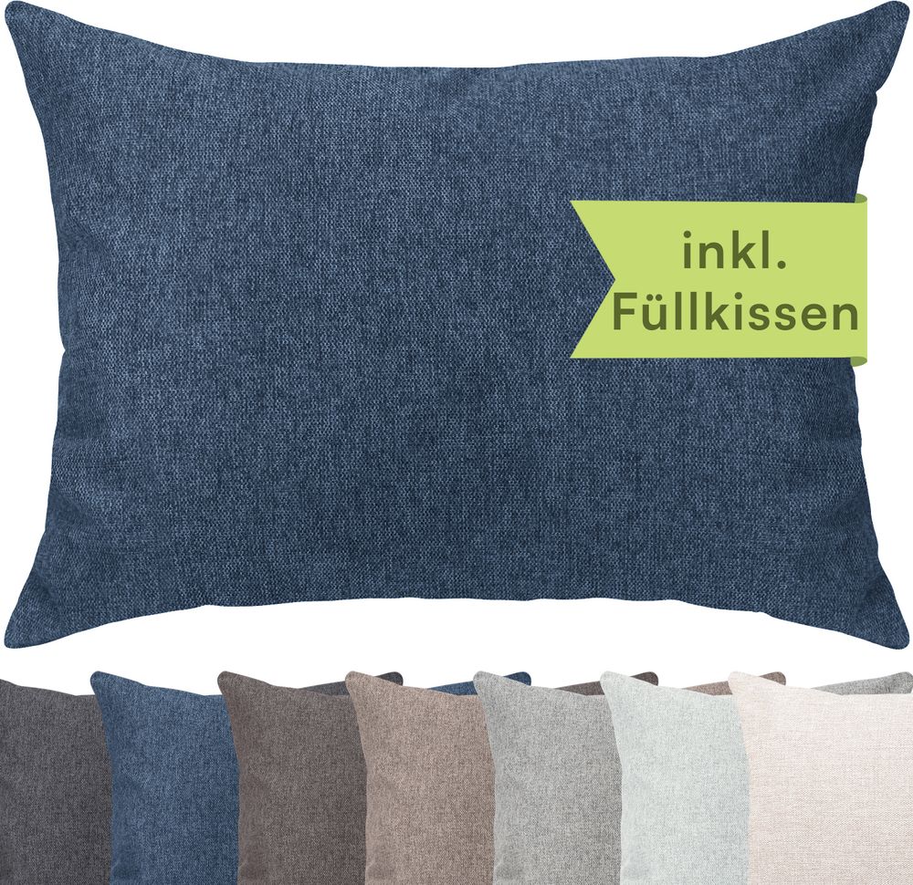 Selfitex Dekokissen XXL 60x80 inkl. Füllkissen, kuschelweiches Lesekissen, Rückenkissen, Sofakissen, für Couch, Bett (Farbe: Blau)