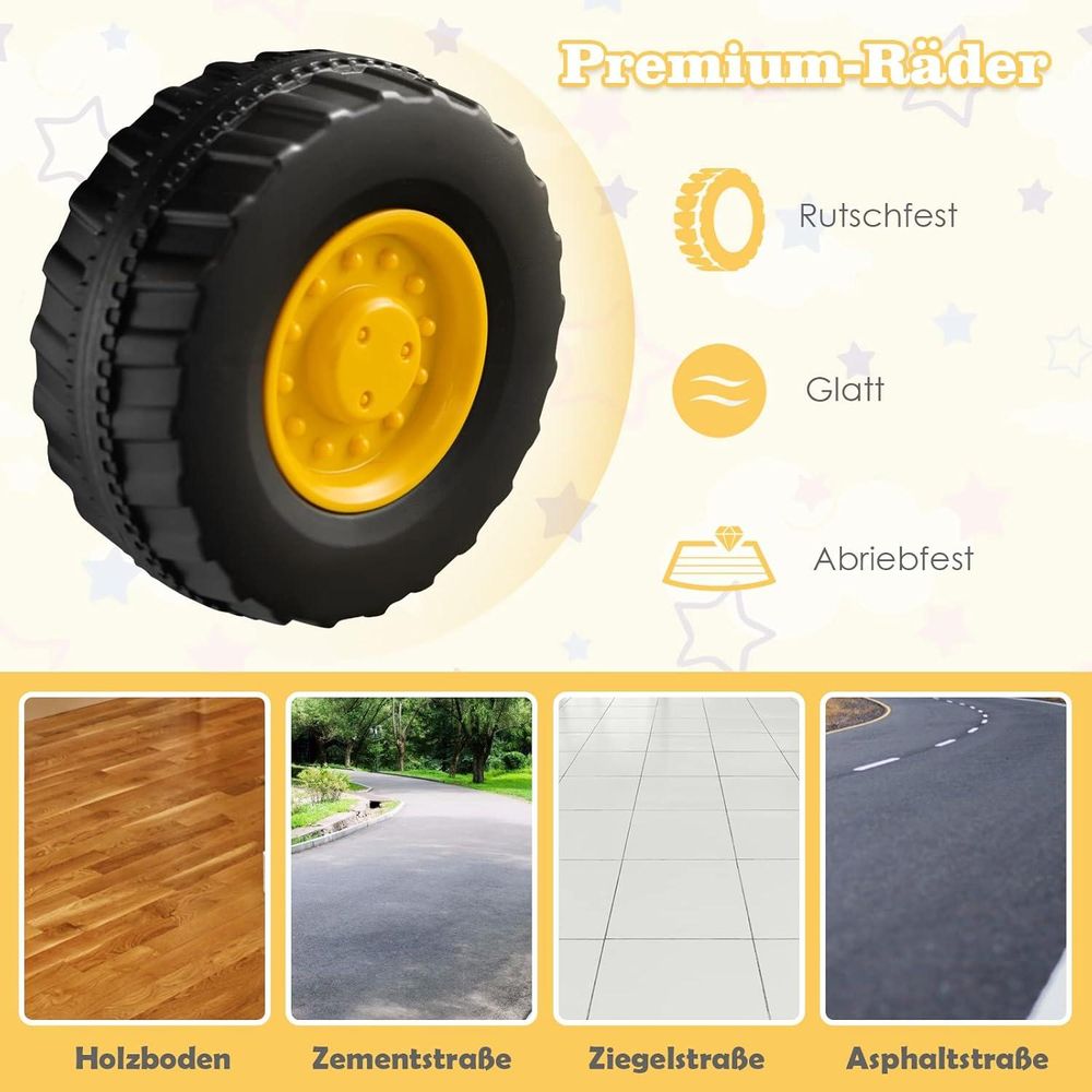 GOPLUS Kinderbagger, Sitzbagger mit dreh- und verstellbarer Schaufel, Hupe & Stauraum, Kinderfahrzeuge für Kinder von 1-3 Jahren, bis 25 kg, Gelb