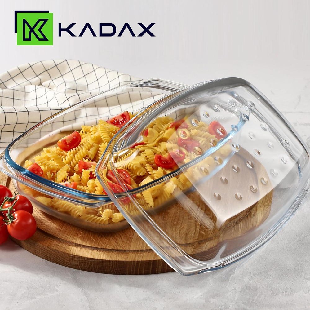 KADAX Glasbräter "Acri", Auflaufform mit Deckel, feuerfestes Gefäß, Glasauflaufform, Rechteckig, 4.1L