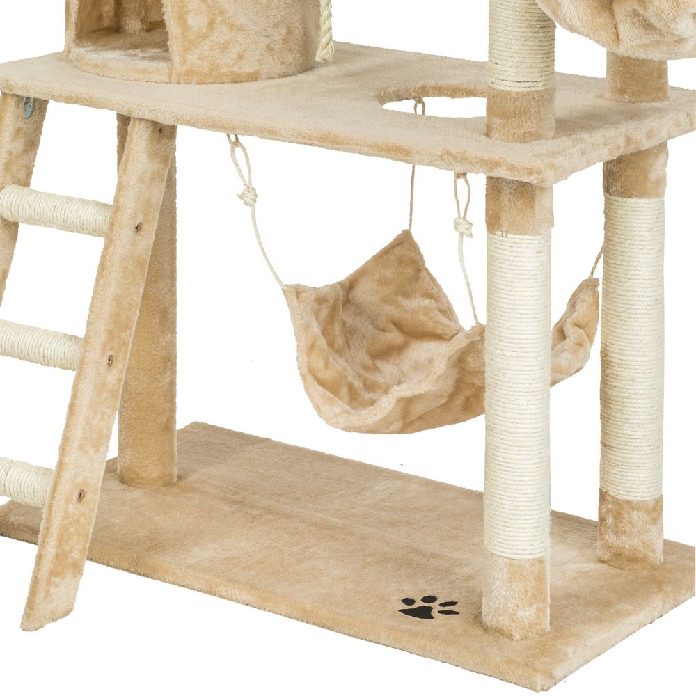 tectake® Kratzbaum Marcel 141 cm inklusive Treppe, Spielkordel und Kippschutz