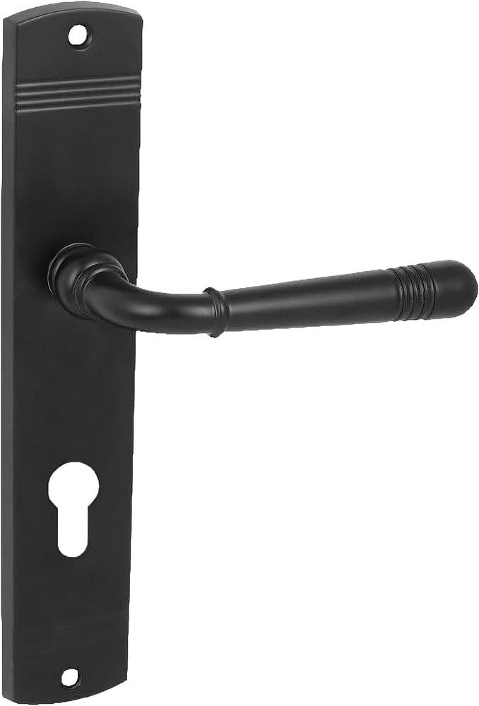 DOMINO Türgriff 72 Drückergarnitur PZ-Profilzylinder Set | Türklinke für Zimmertür, Bürotür, Kellertür & Innentür | L-Form | Znal |Schwarz| LOFT Black