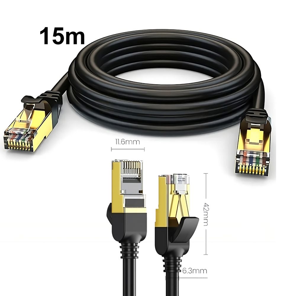Netzwerkkabel Patchkabel CAT 6a 15 meter UTP RJ45 PC Gigabit Ethernet LAN Kabel Verlegekabel für Netzwerke Switches Schwarz Retoo