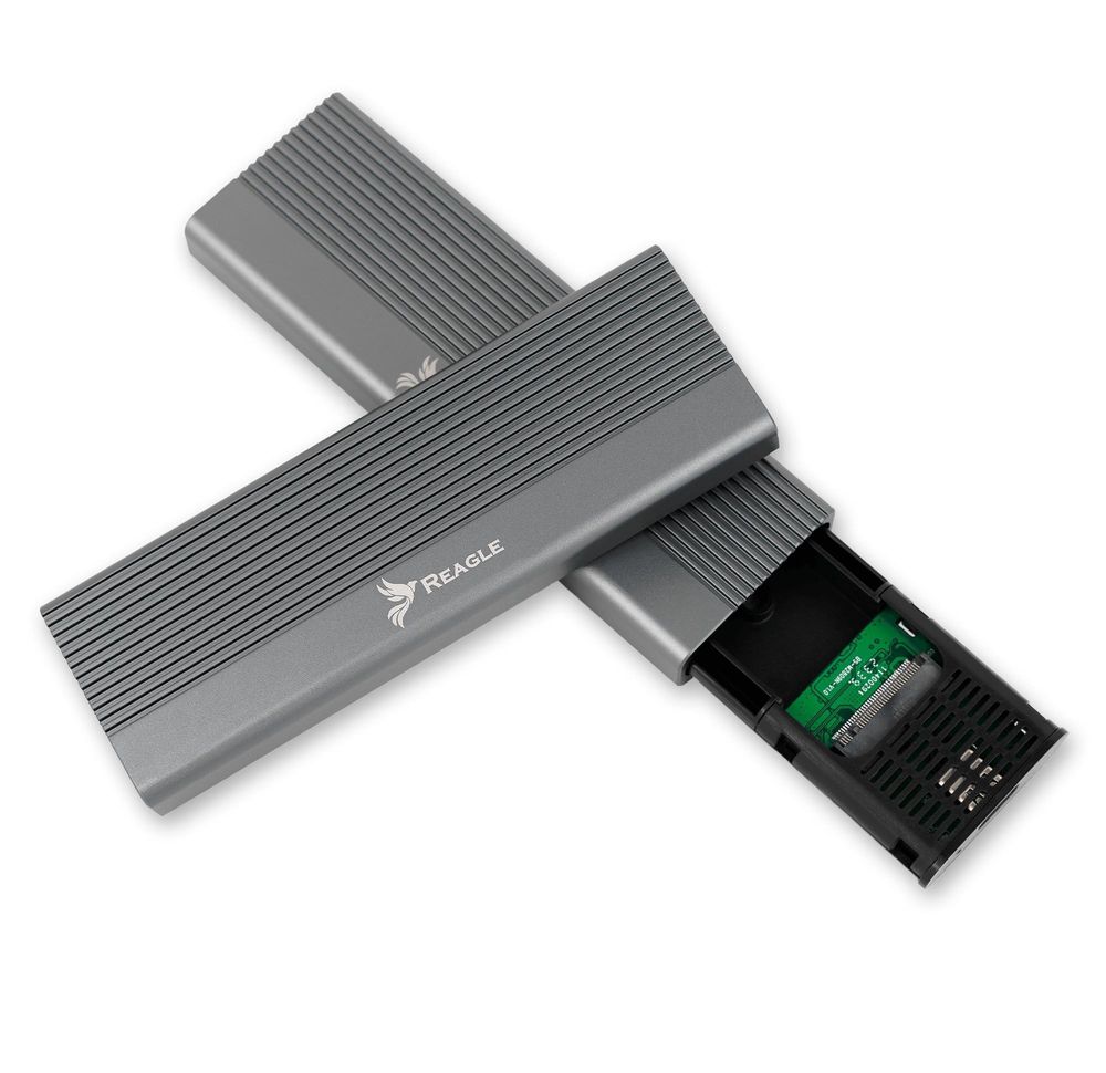 REAGLE GEHÄUSE FÜR M.2 NVME PCIE SSD-ADAPTER, 2-IN-1, USB-C 3.2, 10 GBIT/S, M.2-STECKPLATZ Übertragungsgeschwindigkeit 10 Gbit/s