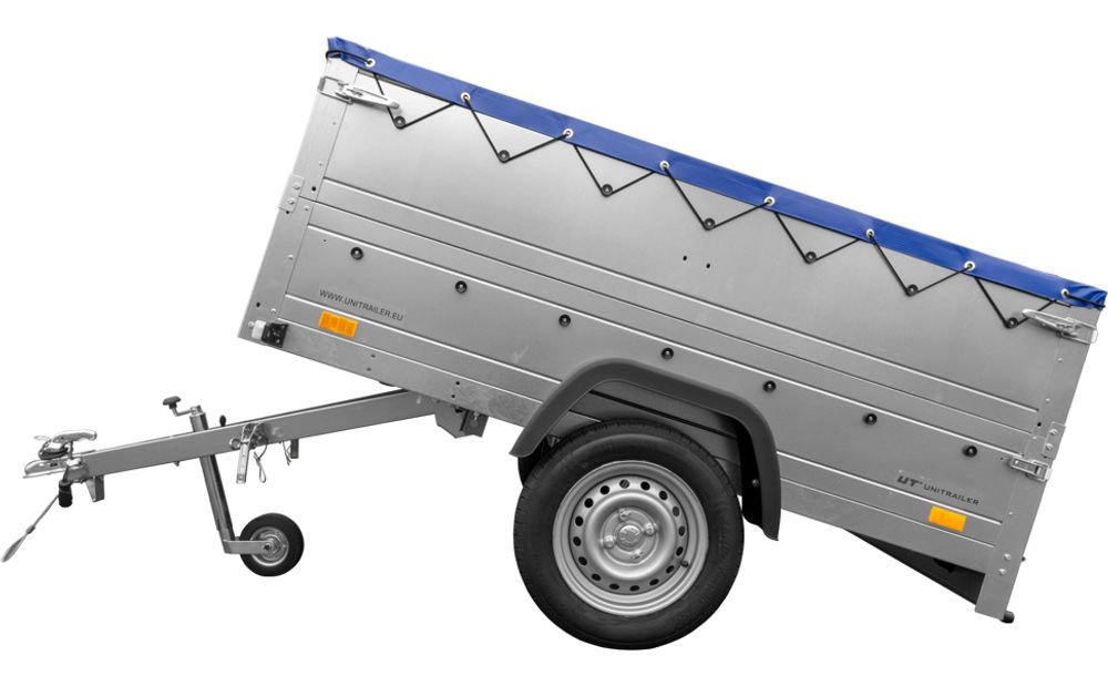 Kfz Anhänger 750 kg GARDEN TRAILER 201 KIPP mit zusätzlichen Bordwänden, Stützrad und blauer Flachplane