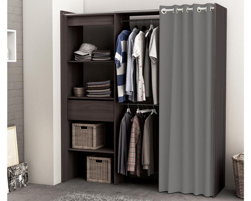 Clara I – Kleiderschrank mit Vorhang und variabler Breite