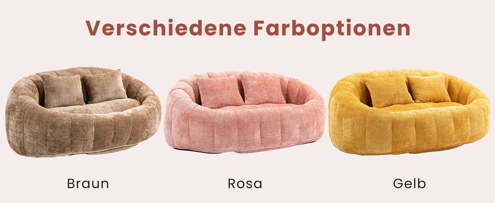 okwish Schlafsofa Sitzsack mit 2 Kissen,Relaxsessel mit dicke Polsterung,Ecksofa ,Extrabreit Lazy Sofa für Erwachsene & Kinder,Chenille-stoff,Rosa