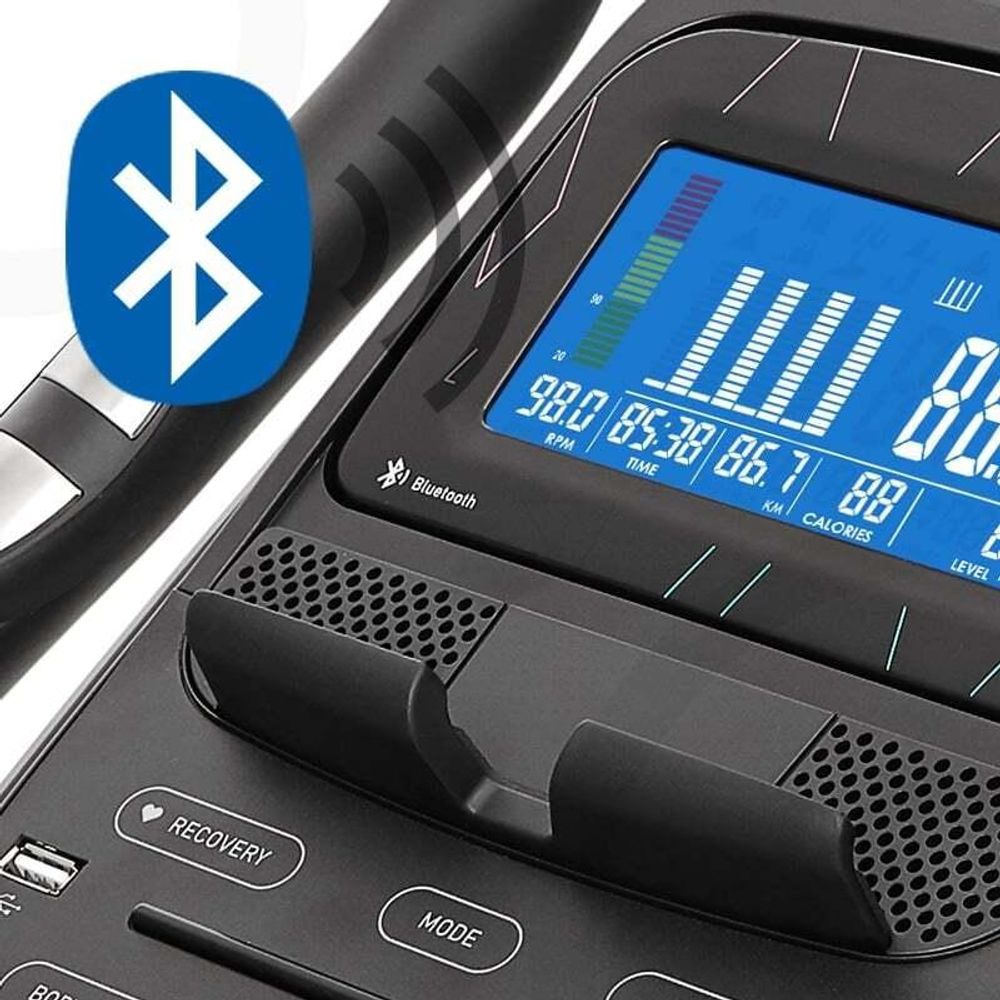Zipro Ergometer Heimtrainer Flame WM – Bluetooth Fitnessbike kompatibel mit Kinomap & iConsole+ Elektrischer Widerstand Belastbar & USB Ladeport