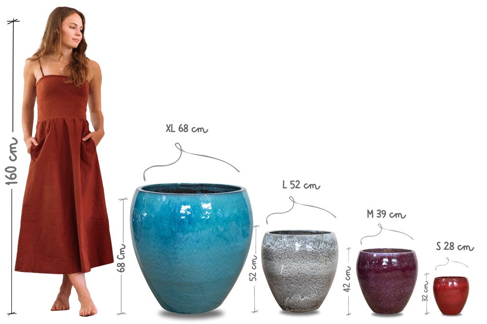 Provencelia Keramik Pflanzkübel Lafontaine Olive, Ø28 x H32 cm, frostbeständig, handgefertigt, glasiert, Outdoor, Garten, Terrasse, winterfest