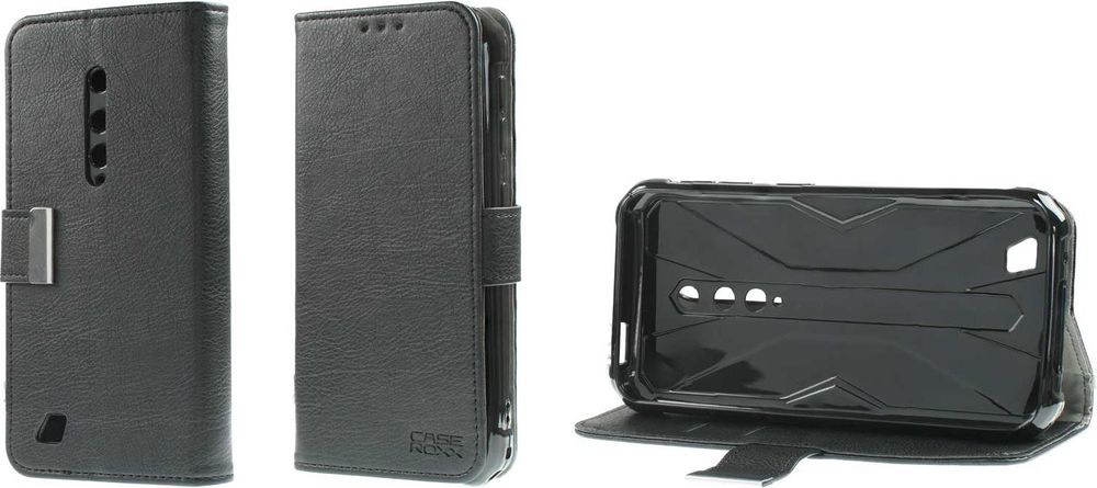caseroxx Handy Hülle Tasche kompatibel mit Ulefone Armor X12 / X12 Pro Bookstyle-Case Wallet Case in schwarz – Frontalansicht