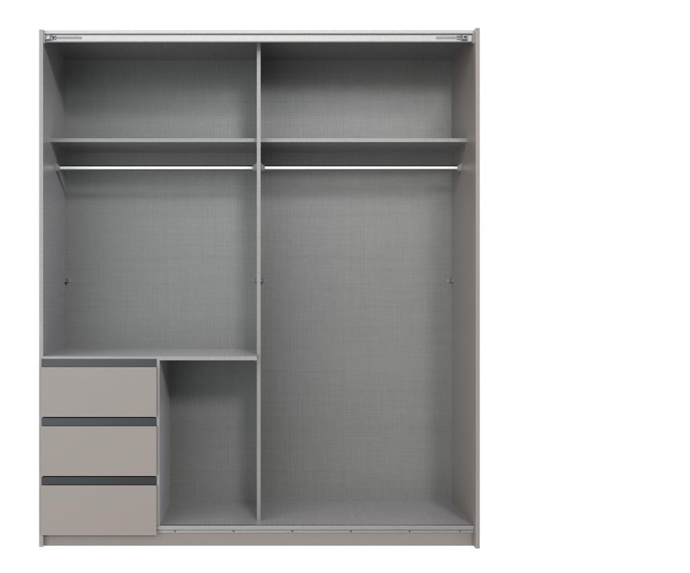 Schwebetürenschrank Stade – moderner Kleiderschrank mit Spiegel und durchdachter Innenaufteilung
