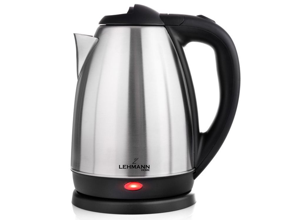 Lehmann Edelstahl Wasserkocher 1,8 L, 2200 W elektrischer Wasserkocher, für Babynahrung, Tee, Kaffee, Abschaltautomatik und Überhitzungsschutz