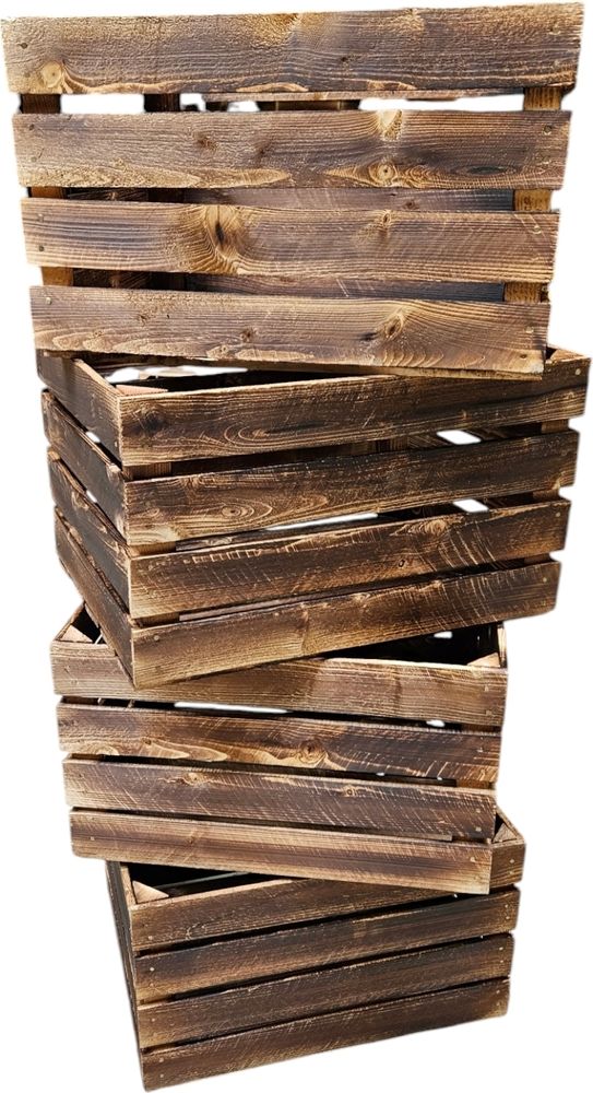 Holzkisten Set geflammt 50x40x30cm - Mix-Varianten mit & ohne Zwischenboden