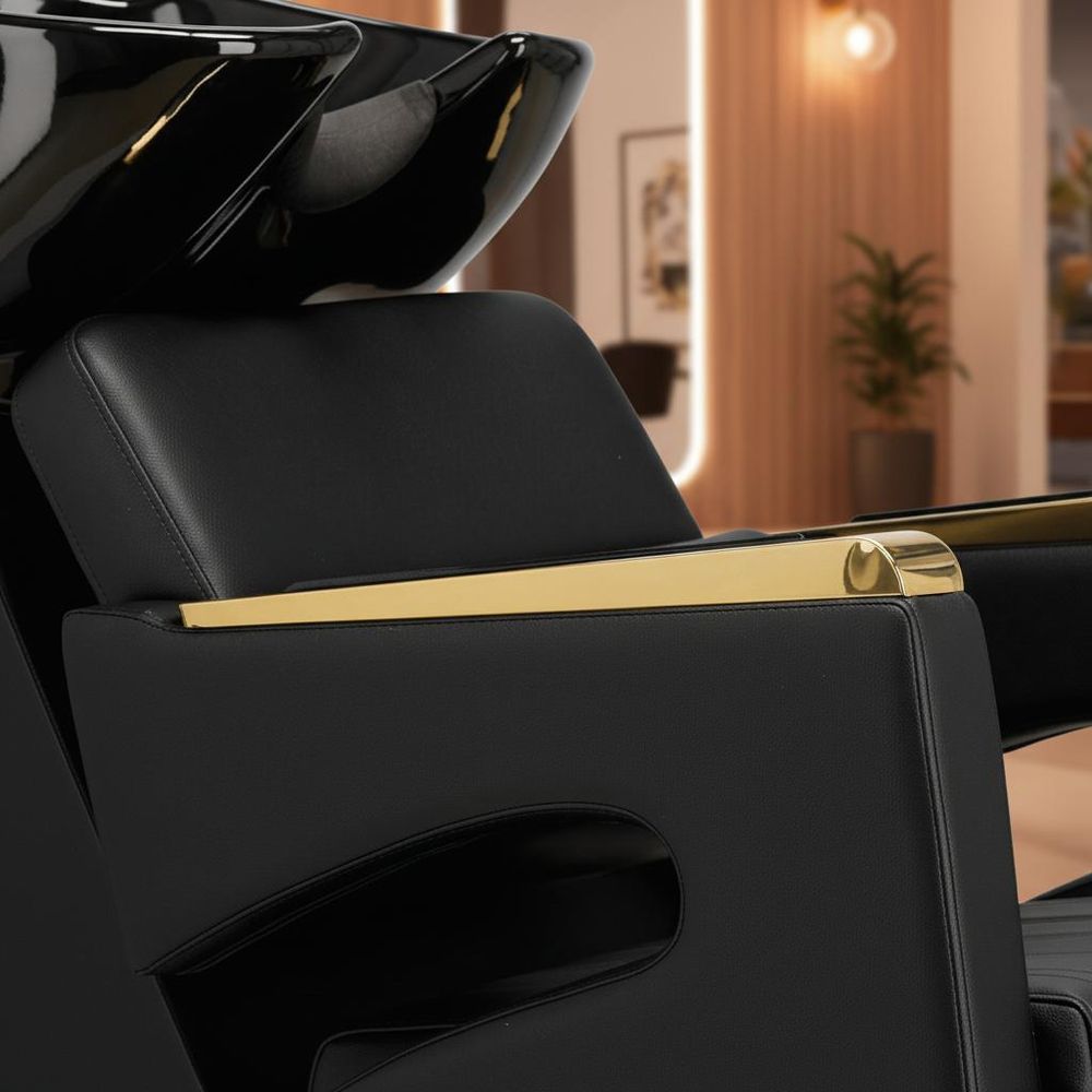 Friseur Waschanlage Tina Barber Rückwärtswaschbecken für Salon - Neigbares Keramikbecken inkl.