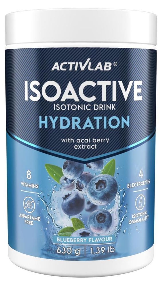 Activlab Isoactive Isotonic Drink – Izotonik z Elektrolitami i Witaminami B, Borówka, 630 g