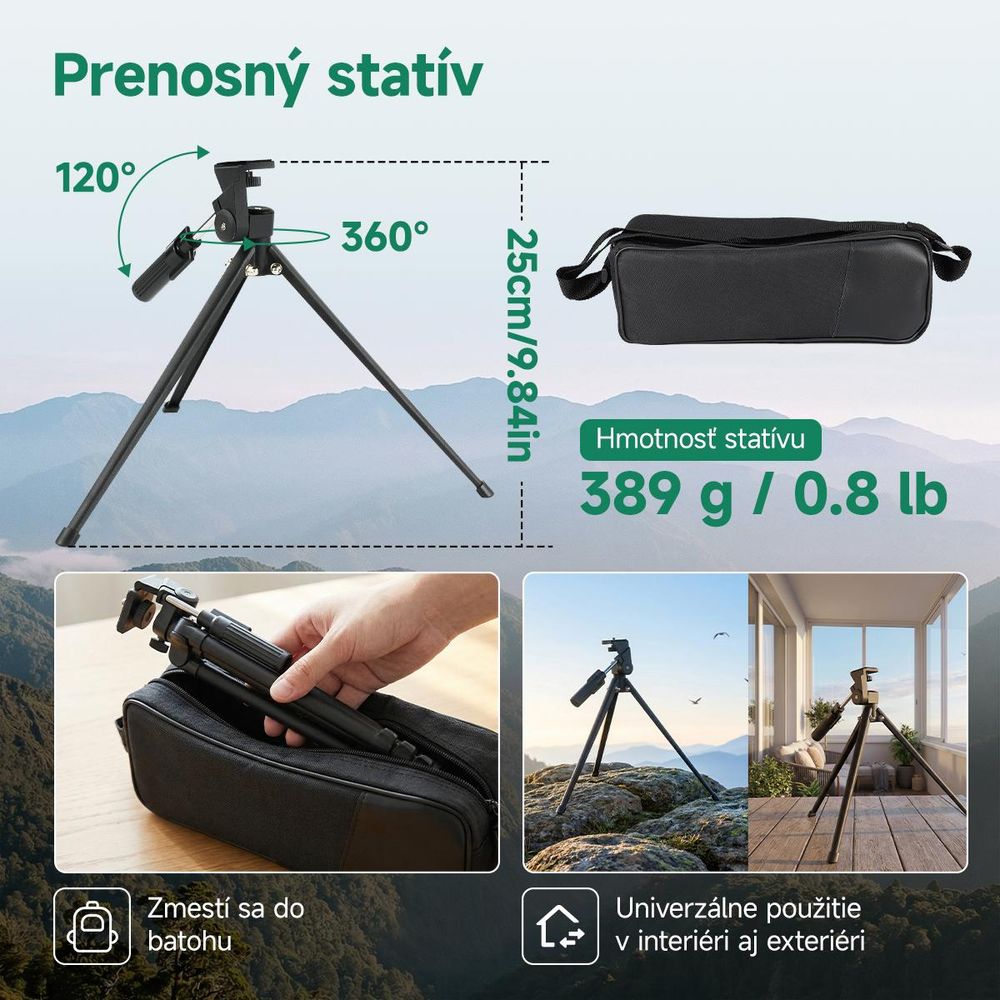 Svbony SV28 25-75x100mm pozorovací ďalekohľad, veľké zorné pole, H-K9L Porro Prism FMC, ďalekohľad s adaptérom pre mobilný telefón a puzdrom na statív