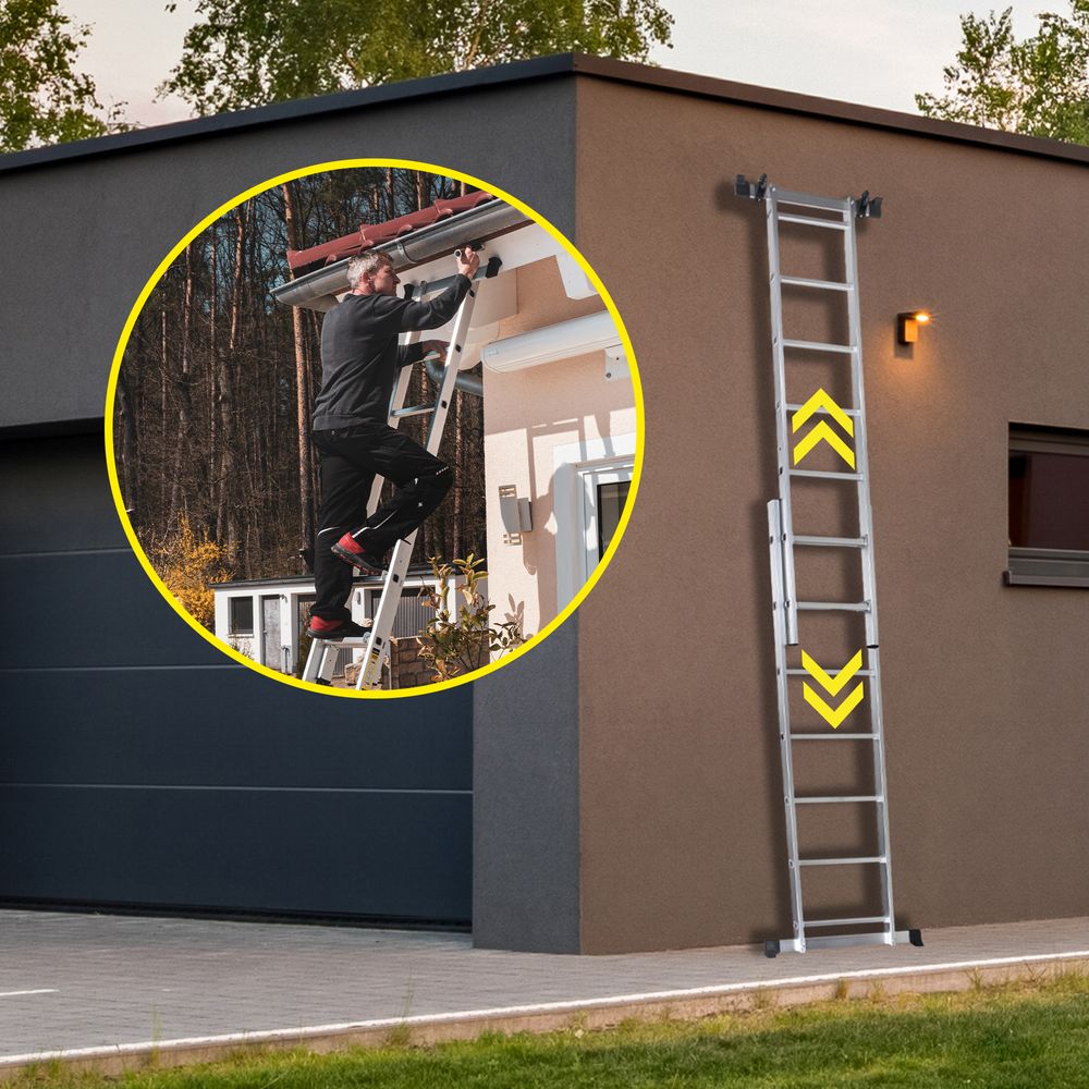 Craftfull Leitergerüst CF-103A | 4in1 Multigerüst aus Aluminium - Multifunktion - Anti-Rutsch-Rollen - Gerüst - Bis 150 Kg (1.68 Meter 6 Sprossen)