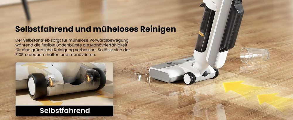 Proscenic FO10 Ultra P Nass- & Trockensauger 60 Min, Smart 3 in 1, Kantenreinigungsbürste,selbstwaschender/selbsttrocknender, für Hartböden, Tierhaare