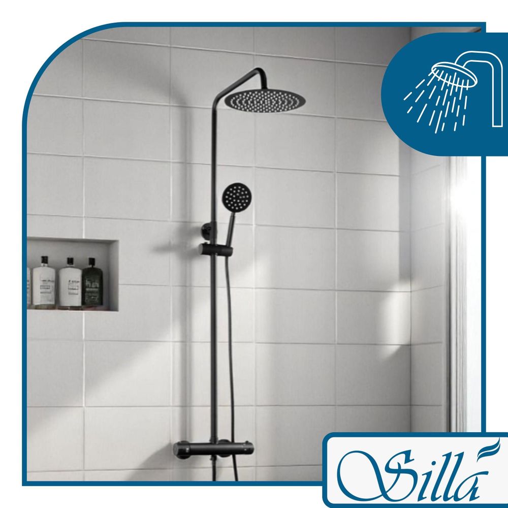 Duschset, Dusch, Dusche, Bad, Regendusche, Handbrause, Schwarz, Silla, Anti kalk