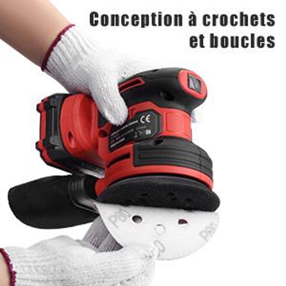 TEENO Ponceuse Orbitale 125 MM 20V, Ponceuse éLectrique sans fil, 13 000 Spm, Avec 25 Papiers De Verre, Collecteur De PoussièRe