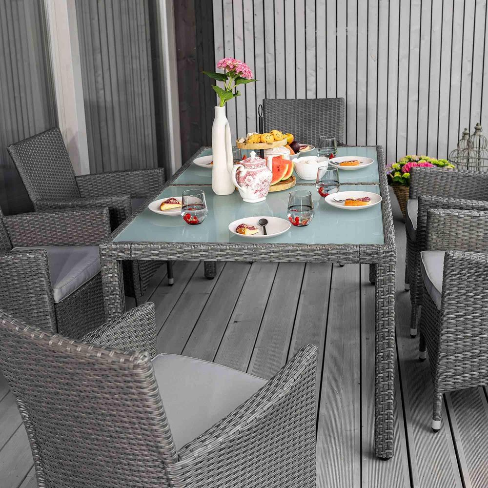 diVolio Gartenmöbel Set mit Tisch und Stühlen VERONA Set 6+1 - grau/grau