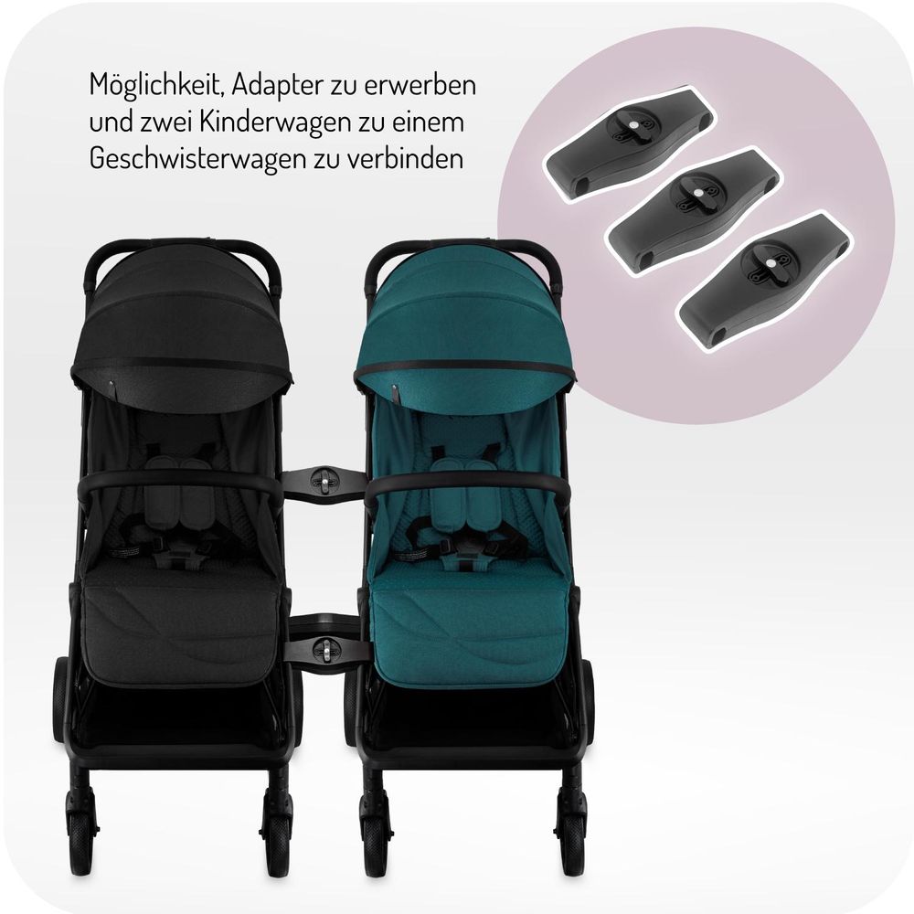 MoMi ANDREA – Buggy mit Automatik-Faltung, Drehbügel, Zubehör inklusive – Türkis