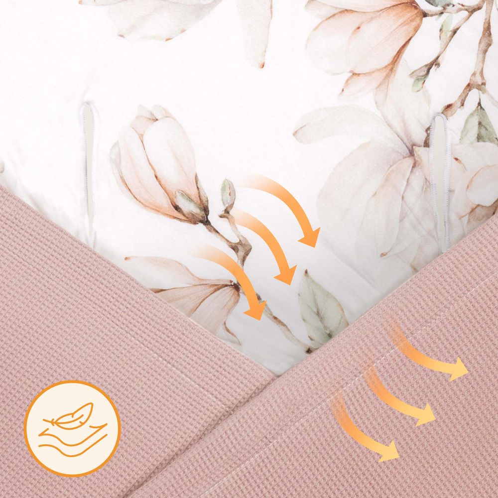 Lionelo Babydecken Travel Swaddle Blanket für Kindersitz, Tragetasche, Kinderwagen, Ganzjährig, 90x90 cm, Klettverschluss, 100% Baumwolle Beige
