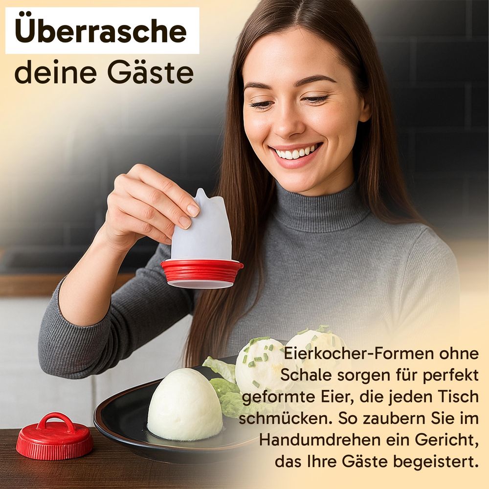 6tlg Eier-Pochierer Eierformer Eierform Eier Kochen Egg Maker Set Ei Pochierte Poacher Molds für Kochen Mikrowelle Rot Retoo